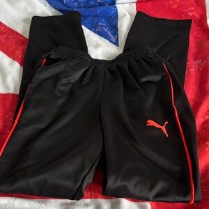 Puma Kids Black Joggers with Red stripes & ankle zipper